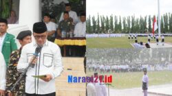 Diguyur Hujan Deras, Upacara Hari Santri di Boalemo Berlangsung Khidmat, Lahmuddin Hambali Jadi Inspektur Upacara