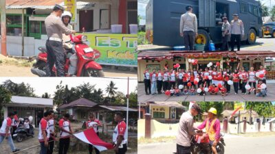 Semarak HUT RI ke-81, Polres Boalemo Bagikan Bendera Merah Putih dan Salurkan Air Bersih kepada Masyarakat