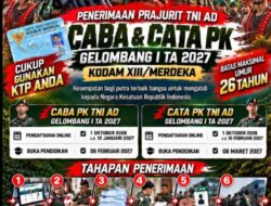 Kodam XIII/Merdeka Buka Penerimaan Caba dan Cata PK TNI AD Gelombang I TA 2027  